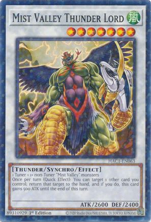 Mist Valley Thunder Lord (Duel Terminal) (HAC1-EN063) - Hidden Arsenal: Chapter 1 1st Edition - Premium Yugioh Single from Konami - Just $0.25! Shop now at Game Crave Tournament Store