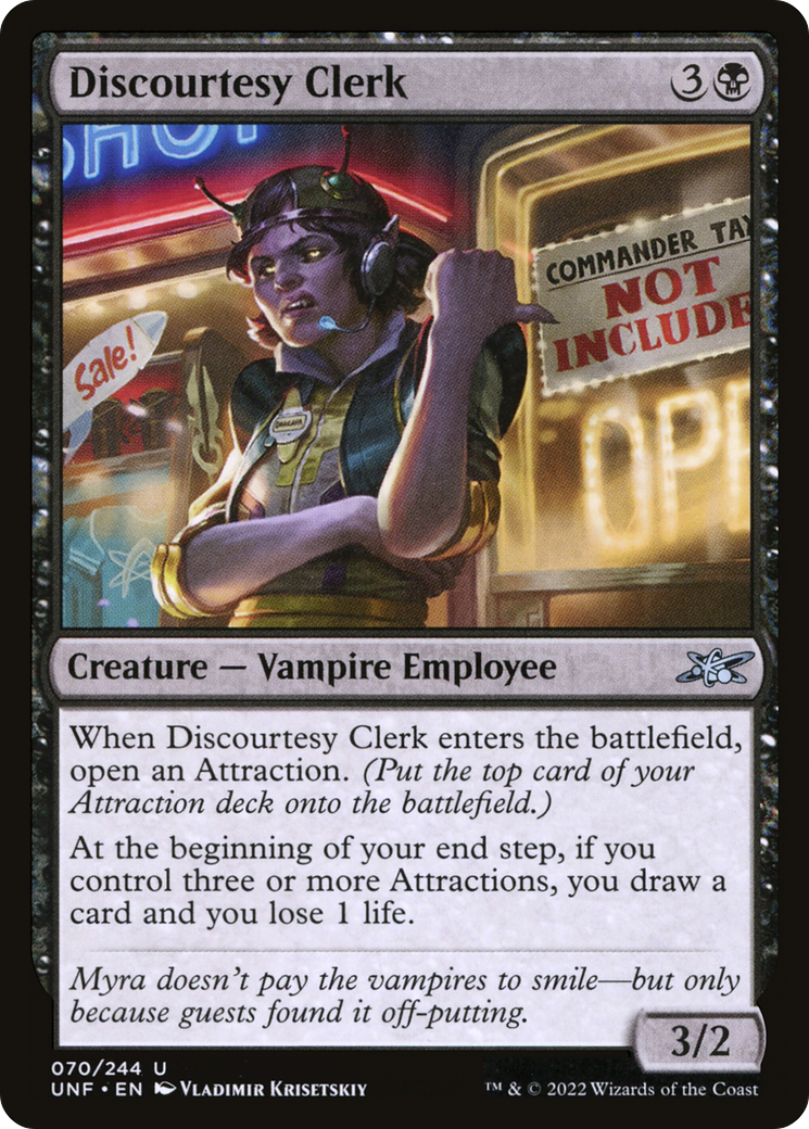 Discourtesy Clerk (UNF-070) - Unfinity Foil - Premium MTG Single from Wizards of the Coast - Just $0.08! Shop now at Game Crave Tournament Store