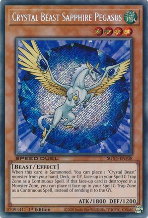 Crystal Beast Sapphire Pegasus (Secret Rare) (SGX1-ENF08) - Speed Duel GX: Duel Academy Box 1st Edition - Premium Yugioh Single from Konami - Just $0.40! Shop now at Game Crave Tournament Store