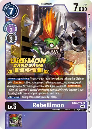 Rebellimon (Digimon Card Game Fest 2022) (BT6-077) - Double Diamond Foil - Premium Digimon Single from Bandai - Just $0.24! Shop now at Game Crave Tournament Store
