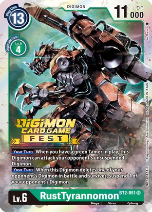 RustTyrannomon (Digimon Card Game Fest 2022) (BT2-051) - Release Special Booster Foil - Premium Digimon Single from Bandai - Just $0.44! Shop now at Game Crave Tournament Store