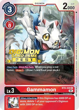 Gammamon (Digimon Card Game Fest 2022) (BT8-008) - Release Special Booster Foil - Premium Digimon Single from Bandai - Just $0.26! Shop now at Game Crave Tournament Store