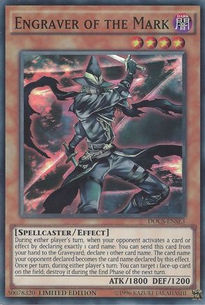 Engraver of the Mark (DOCS-ENSE3) - Dimension of Chaos Limited - Premium Yugioh Single from Konami - Just $2.40! Shop now at Game Crave Tournament Store