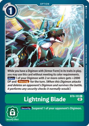 Lightning Blade (BT8-103) - New Awakening - Premium Digimon Single from Bandai - Just $0.25! Shop now at Game Crave Tournament Store