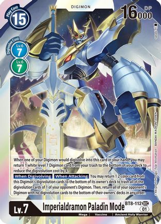 Imperialdramon Paladin Mode (BT8-112) - New Awakening Foil - Premium Digimon Single from Bandai - Just $2.38! Shop now at Game Crave Tournament Store
