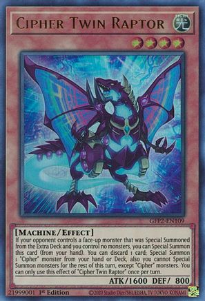 Cipher Twin Raptor (GFP2-EN109) - Ghosts From the Past: The 2nd Haunting 1st Edition - Premium Yugioh Single from Konami - Just $0.25! Shop now at Game Crave Tournament Store