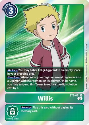 Willis (BT8-091) - New Awakening Foil - Premium Digimon Single from Bandai - Just $0.25! Shop now at Game Crave Tournament Store