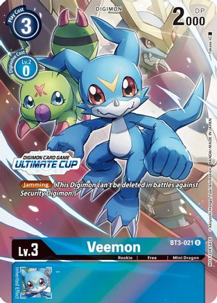 Veemon - BT3-021 (Ultimate Cup 2022) (BT3-021) - Release Special Booster Foil - Premium Digimon Single from Bandai - Just $17.57! Shop now at Game Crave Tournament Store