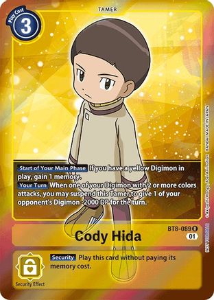 Cody Hida (Box Topper) (BT8-089) - New Awakening Foil - Premium Digimon Single from Bandai - Just $0.48! Shop now at Game Crave Tournament Store