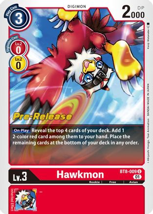 Hawkmon (BT8-009) - New Awakening Pre-Release Cards Foil - Premium Digimon Single from Bandai - Just $0.86! Shop now at Game Crave Tournament Store