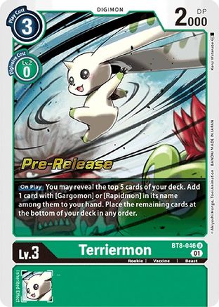 Terriermon (BT8-046) - New Awakening Pre-Release Cards Foil - Premium Digimon Single from Bandai - Just $4.95! Shop now at Game Crave Tournament Store