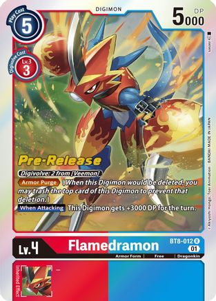 Flamedramon (BT8-012) - New Awakening Pre-Release Cards Foil - Premium Digimon Single from Bandai - Just $0.47! Shop now at Game Crave Tournament Store