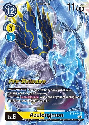 Azulongmon (BT8-044) - New Awakening Pre-Release Cards Foil - Premium Digimon Single from Bandai - Just $0.38! Shop now at Game Crave Tournament Store