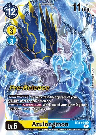 Azulongmon (BT8-044) - New Awakening Pre-Release Cards Foil - Premium Digimon Single from Bandai - Just $0.25! Shop now at Game Crave Tournament Store