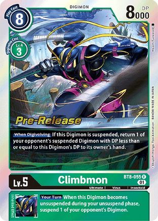 Climbmon (BT8-055) - New Awakening Pre-Release Cards - Premium Digimon Single from Bandai - Just $0.28! Shop now at Game Crave Tournament Store
