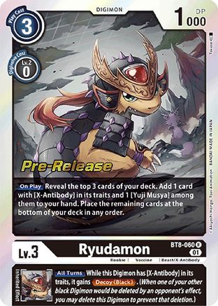 Ryudamon (BT8-060) - New Awakening Pre-Release Cards Foil - Premium Digimon Single from Bandai - Just $1.88! Shop now at Game Crave Tournament Store