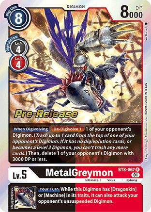 MetalGreymon (BT8-067) - New Awakening Pre-Release Cards - Premium Digimon Single from Bandai - Just $3.62! Shop now at Game Crave Tournament Store