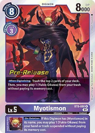 Myotismon (BT8-080) - New Awakening Pre-Release Cards Foil - Premium Digimon Single from Bandai - Just $2.39! Shop now at Game Crave Tournament Store