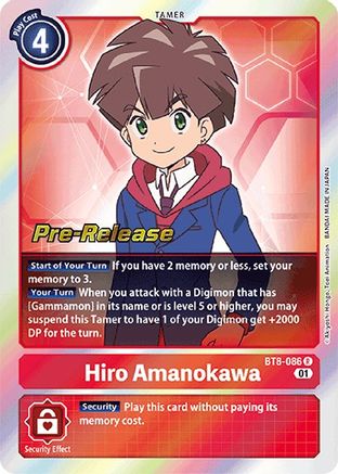 Hiro Amanokawa (BT8-086) - New Awakening Pre-Release Cards Foil - Premium Digimon Single from Bandai - Just $5.03! Shop now at Game Crave Tournament Store