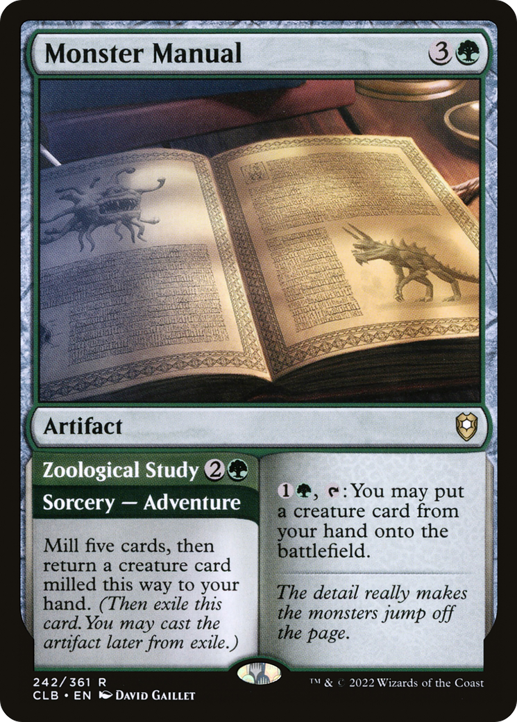 Monster Manual // Zoological Study (CLB-242) - Commander Legends: Battle for Baldur's Gate - Premium MTG Single from Wizards of the Coast - Just $2.50! Shop now at Game Crave Tournament Store