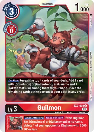 Guilmon (EX2-008) - Digital Hazard Foil - Premium Digimon Single from Bandai - Just $0.86! Shop now at Game Crave Tournament Store