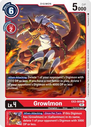 Growlmon (EX2-009) - Digital Hazard - Premium Digimon Single from Bandai - Just $0.25! Shop now at Game Crave Tournament Store
