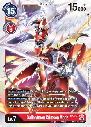 Gallantmon Crimson Mode (EX2-073) - Digital Hazard Foil - Premium Digimon Single from Bandai - Just $5.36! Shop now at Game Crave Tournament Store