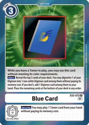 Blue Card (EX2-072) - Digital Hazard Foil - Premium Digimon Single from Bandai - Just $0.25! Shop now at Game Crave Tournament Store