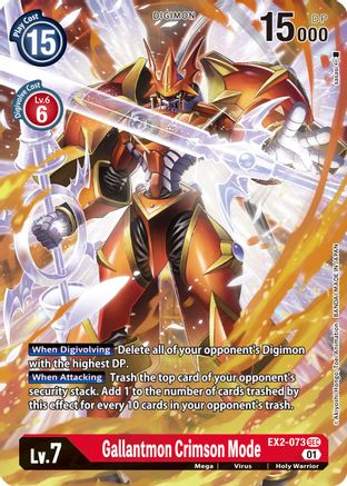 Gallantmon Crimson Mode (Alternate Art) (EX2-073) - Digital Hazard Foil - Premium Digimon Single from Bandai - Just $32.99! Shop now at Game Crave Tournament Store
