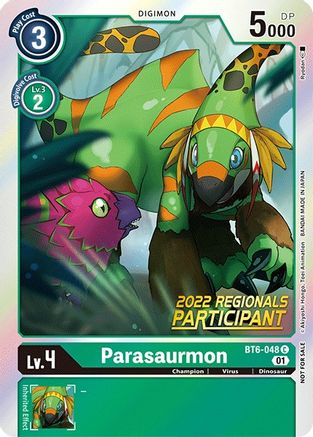 Parasaurmon (2022 Championship Online Regional) [Online Participant] (BT6-048) - Double Diamond Foil - Premium Digimon Single from Bandai - Just $0.39! Shop now at Game Crave Tournament Store