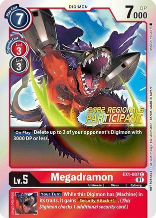Megadramon (2022 Championship Online Regional) [Online Participant] (EX1-007) - Classic Collection Foil - Premium Digimon Single from Bandai - Just $2.11! Shop now at Game Crave Tournament Store