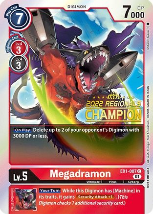 Megadramon (2022 Championship Online Regional) [Online Champion] (EX1-007) - Classic Collection Foil - Premium Digimon Single from Bandai - Just $55.10! Shop now at Game Crave Tournament Store