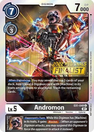 Andromon (2022 Championship Online Regional) [Online Finalist] (EX1-048) - Classic Collection Foil - Premium Digimon Single from Bandai - Just $9.13! Shop now at Game Crave Tournament Store