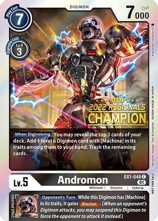 Andromon (2022 Championship Online Regional) [Online Champion] (EX1-048) - Classic Collection Foil - Premium Digimon Single from Bandai - Just $34.19! Shop now at Game Crave Tournament Store