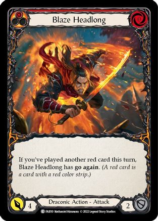 Blaze Headlong (FAI010) - Blitz Deck: Uprising - Fai - Premium Flesh And Blood Single from Legend Story Studios - Just $0.25! Shop now at Game Crave Tournament Store