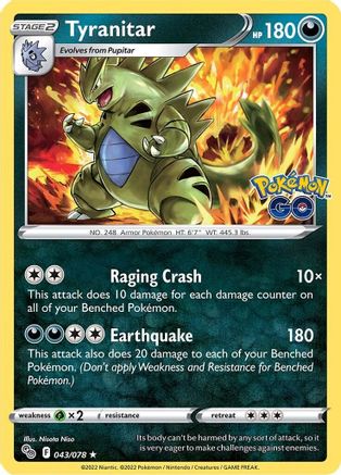 Tyranitar 43/78 - Pokmon GO Holofoil - Premium Pokemon Single from Nintendo - Just $0.50! Shop now at Game Crave Tournament Store