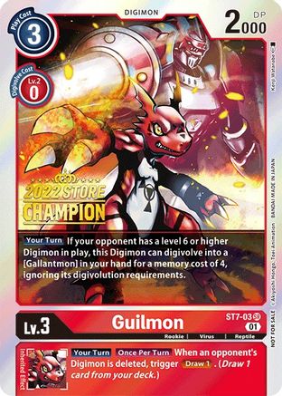 Guilmon (2022 Store Champion) (ST7-03) - Starter Deck 07: Gallantmon Foil - Premium Digimon Single from Bandai - Just $1.18! Shop now at Game Crave Tournament Store