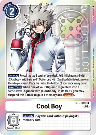 Cool Boy (BT9-092) - X Record Foil - Premium Digimon Single from Bandai - Just $5.71! Shop now at Game Crave Tournament Store