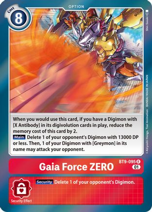 Gaia Force ZERO (BT9-095) - X Record Foil - Premium Digimon Single from Bandai - Just $0.25! Shop now at Game Crave Tournament Store