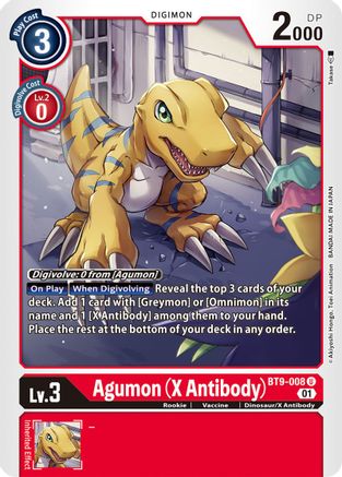 Agumon (X Antibody) (BT9-008) - X Record - Premium Digimon Single from Bandai - Just $0.78! Shop now at Game Crave Tournament Store