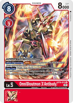OmniShoutmon (X Antibody) (BT9-013) - X Record - Premium Digimon Single from Bandai - Just $0.08! Shop now at Game Crave Tournament Store