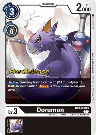 Dorumon (BT9-058) - X Record Pre-Release Cards Foil - Premium Digimon Single from Bandai - Just $1.51! Shop now at Game Crave Tournament Store