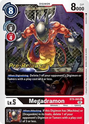 Megadramon (BT9-065) - X Record Pre-Release Cards Foil - Premium Digimon Single from Bandai - Just $4.48! Shop now at Game Crave Tournament Store