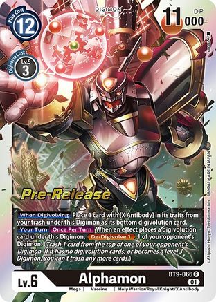Alphamon (BT9-066) - X Record Pre-Release Cards Foil - Premium Digimon Single from Bandai - Just $0.85! Shop now at Game Crave Tournament Store