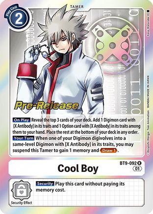 Cool Boy (BT9-092) - X Record Pre-Release Cards Foil - Premium Digimon Single from Bandai - Just $7.91! Shop now at Game Crave Tournament Store