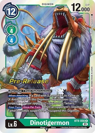 Dinotigermon (BT9-056) - X Record Pre-Release Cards Foil - Premium Digimon Single from Bandai - Just $0.47! Shop now at Game Crave Tournament Store
