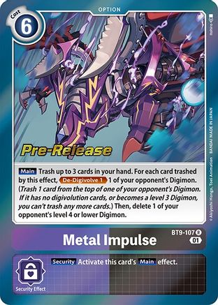 Metal Impulse (BT9-107) - X Record Pre-Release Cards Foil - Premium Digimon Single from Bandai - Just $0.97! Shop now at Game Crave Tournament Store