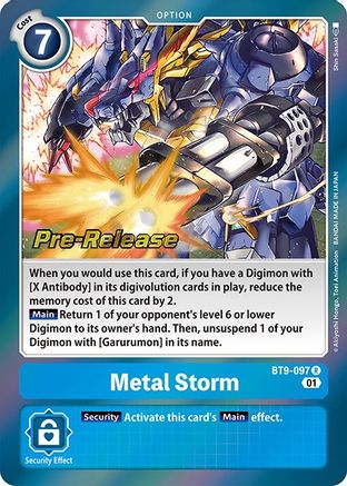 Metal Storm (BT9-097) - X Record Pre-Release Cards Foil - Premium Digimon Single from Bandai - Just $6.54! Shop now at Game Crave Tournament Store