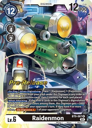 Raidenmon (BT9-067) - X Record Pre-Release Cards Foil - Premium Digimon Single from Bandai - Just $1.53! Shop now at Game Crave Tournament Store