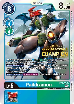 Paildramon (2022 Championship Offline Regional) [Online Champion] (ST9-05) - Starter Deck 09: Ultimate Ancient Dragon - Premium Digimon Single from Bandai - Just $0! Shop now at Game Crave Tournament Store